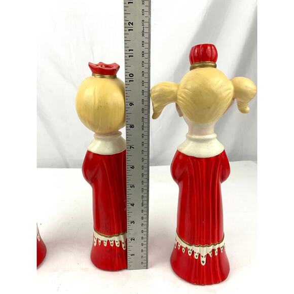 VTG Ceramic Christmas Carolers Candle Holders Lot of 3 Choir Girls 1960s - Picture 14 of 14